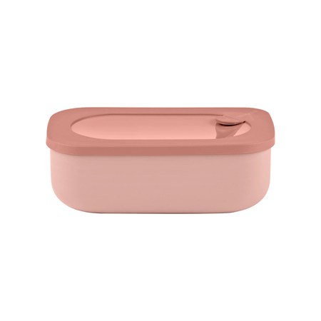 lunch box rettangolare con contenitore rosa fiori di pesco
